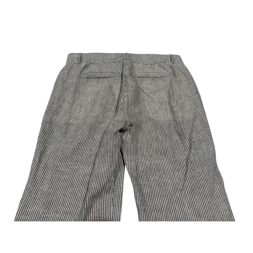 Banana Republic Trouser No. 718 Martin Fit Pants Women Size 8L Blue White Linen